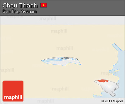 Classic Style 3D Map of Chau Thanh, single color outside