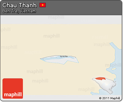 Classic Style 3D Map of Chau Thanh, single color outside