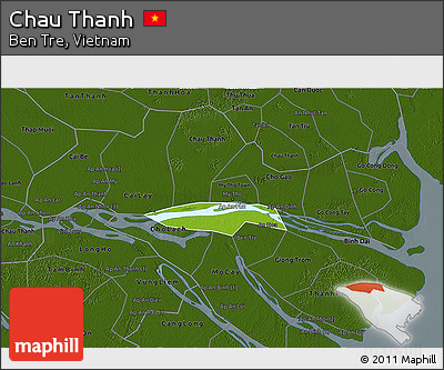 Physical 3D Map of Chau Thanh, darken