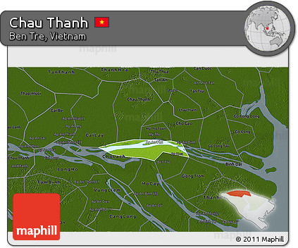 Physical 3D Map of Chau Thanh, darken