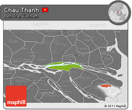 Physical 3D Map of Chau Thanh, desaturated