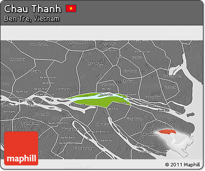 Physical 3D Map of Chau Thanh, desaturated