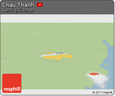 Savanna Style 3D Map of Chau Thanh, single color outside