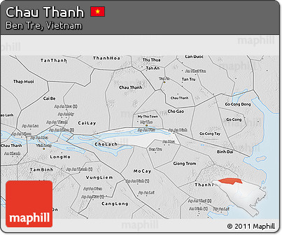 Silver Style 3D Map of Chau Thanh