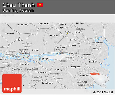 Silver Style 3D Map of Chau Thanh