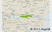 Physical Map of Chau Thanh, shaded relief outside