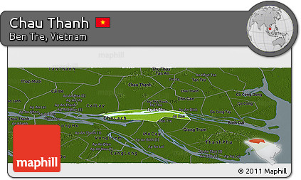 Physical Panoramic Map of Chau Thanh, darken
