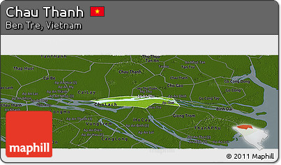 Physical Panoramic Map of Chau Thanh, darken