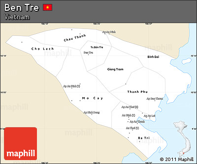 Classic Style Simple Map of Ben Tre, single color outside