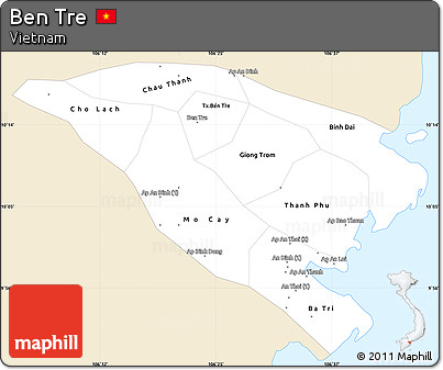 Classic Style Simple Map of Ben Tre, single color outside