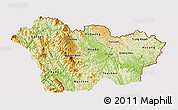 Physical 3D Map of Cao Bang, cropped outside