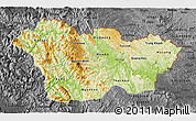 Physical 3D Map of Cao Bang, darken, desaturated