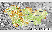 Physical 3D Map of Cao Bang, desaturated