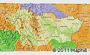 Physical 3D Map of Cao Bang, political shades outside