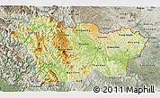 Physical 3D Map of Cao Bang, semi-desaturated