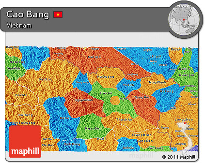 Political 3D Map of Cao Bang