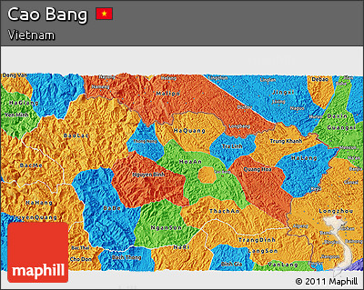 Political 3D Map of Cao Bang