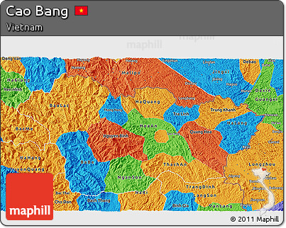 Political 3D Map of Cao Bang