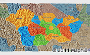 Political 3D Map of Cao Bang, semi-desaturated