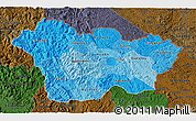 Political Shades 3D Map of Cao Bang, darken