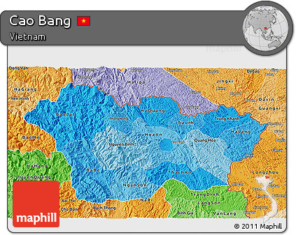 Political Shades 3D Map of Cao Bang