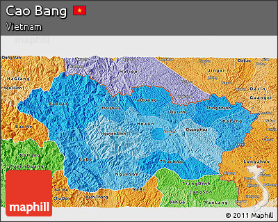 Political Shades 3D Map of Cao Bang