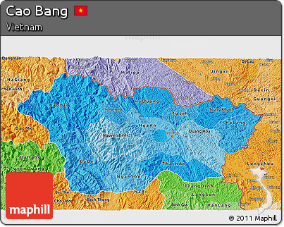 Political Shades 3D Map of Cao Bang