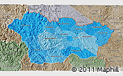 Political Shades 3D Map of Cao Bang, semi-desaturated