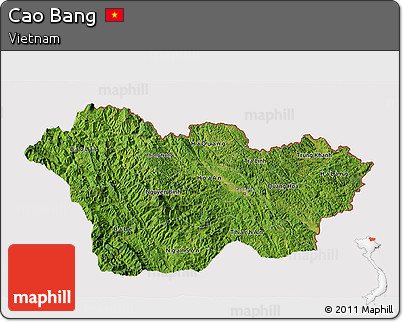 Satellite 3D Map of Cao Bang, cropped outside