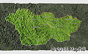 Satellite 3D Map of Cao Bang, darken, semi-desaturated