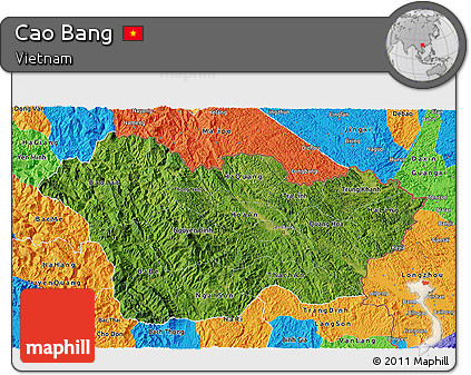 Satellite 3D Map of Cao Bang, political outside