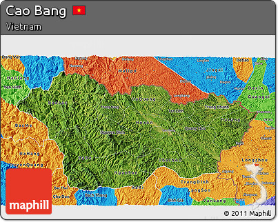 Satellite 3D Map of Cao Bang, political outside