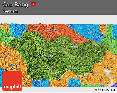 Satellite 3D Map of Cao Bang, political outside
