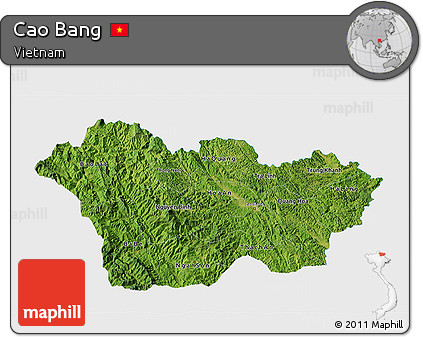 Satellite 3D Map of Cao Bang, single color outside