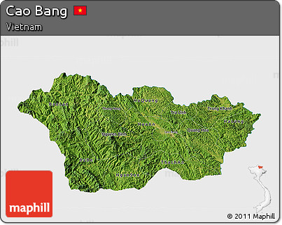 Satellite 3D Map of Cao Bang, single color outside