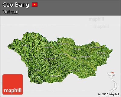 Satellite 3D Map of Cao Bang, single color outside