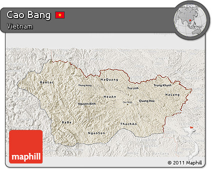 Shaded Relief 3D Map of Cao Bang, lighten