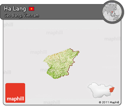 Physical 3D Map of Ha Lang, cropped outside