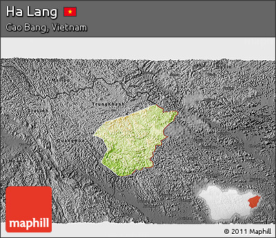 Physical 3D Map of Ha Lang, darken, desaturated