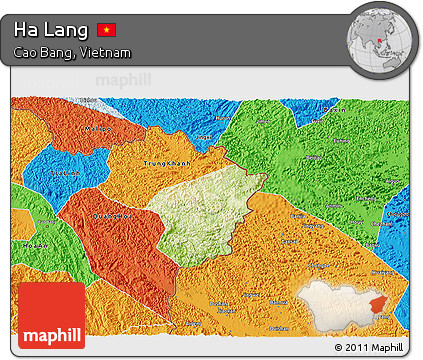 Physical 3D Map of Ha Lang, political outside