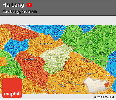 Physical 3D Map of Ha Lang, political outside