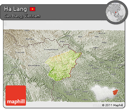 Physical 3D Map of Ha Lang, semi-desaturated