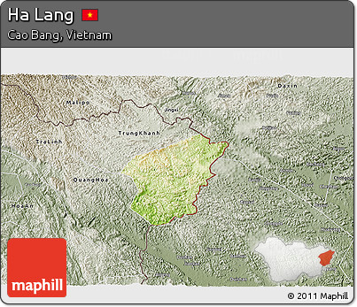 Physical 3D Map of Ha Lang, semi-desaturated