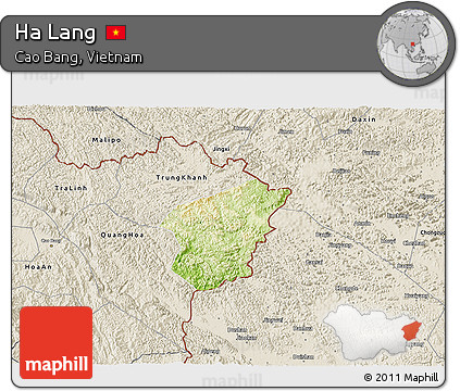 Physical 3D Map of Ha Lang, shaded relief outside