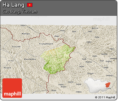 Physical 3D Map of Ha Lang, shaded relief outside