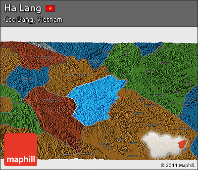 Political 3D Map of Ha Lang, darken