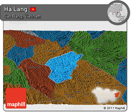 Political 3D Map of Ha Lang, darken
