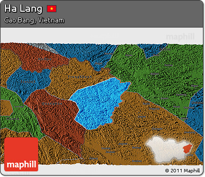 Political 3D Map of Ha Lang, darken