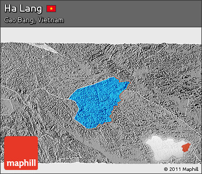 Political 3D Map of Ha Lang, desaturated