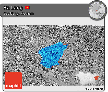 Political 3D Map of Ha Lang, desaturated